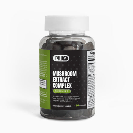 Pilly Labs Mushroom Gummies with 10 Functional Mushrooms (Vegan, Raspberry Flavor)