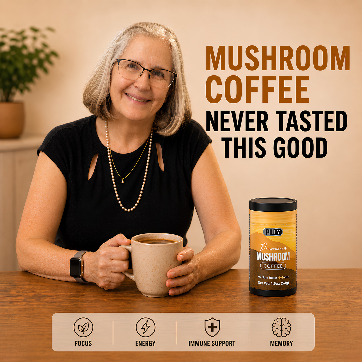 Premium Mushroom Coffee (Medium Roast)