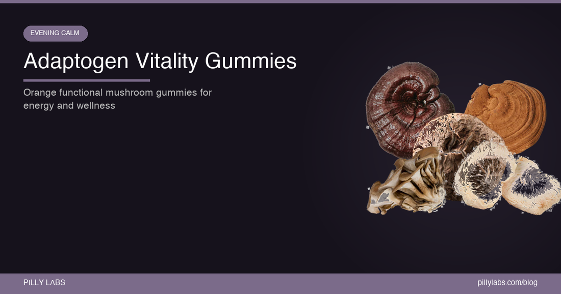 Adaptogen Vitality Gummies: Orange Functional Mushroom Gummies for Energy, Focus, and Wellness