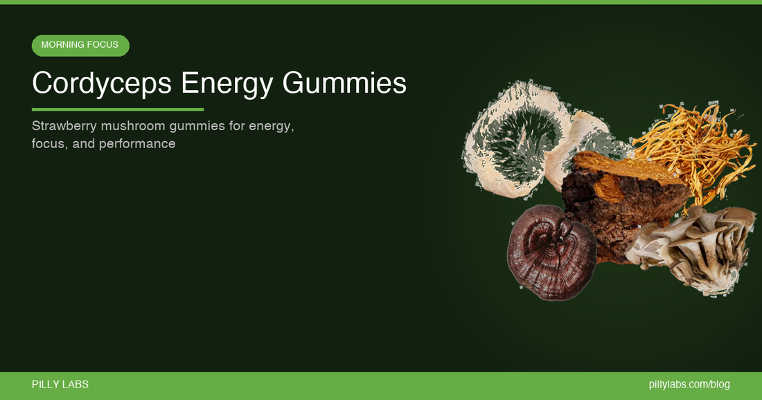 Cordyceps Energy Gummies: Strawberry Mushroom Gummies for Energy, Focus, and Performance Support